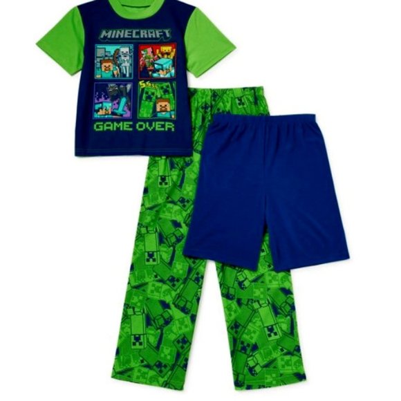 Nintendo Pajamas Nwt 2 1 Game Over Boy Girl Minecraft Pajamas
